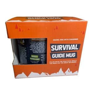 Gift Republic Survival Guide Blue Enamel Mug Cup with Carabiner NWB Ideal Gift